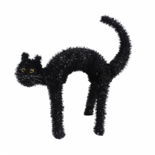 Holiday Home Halloween Tinsel Cat - Black Perspective: front