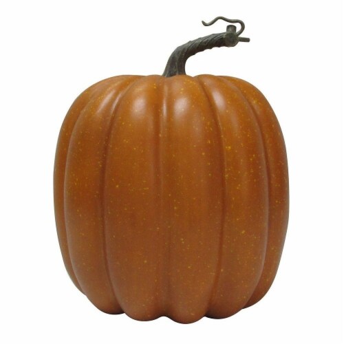 Holiday Home Halloween Tall Foam Pumpkin - Tumeric Orange Perspective: front