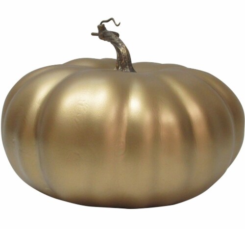 Holiday Home Halloween Round Foam Pumpkin Decor - Gold Perspective: front