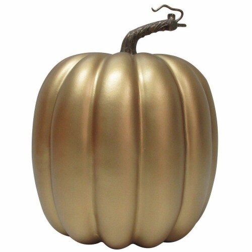 Holiday Home Halloween Tall Foam Pumpkin - Gold Perspective: front