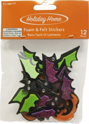Holiday Home® Halloween Bats Jack-O-Lantern Foam Stickers Perspective: front