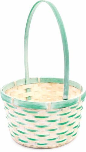 Holiday Home Rubbed Bamboo Easter Basket - Green Perspective: front