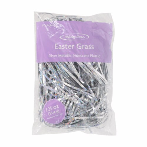 Holiday Home® Metallic Plastic Easter Grass - Silver Perspective: front