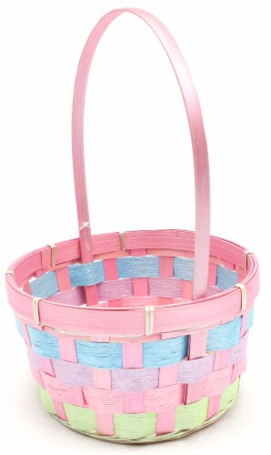 Holiday Home Pastel Weave Basket - Pink Perspective: front