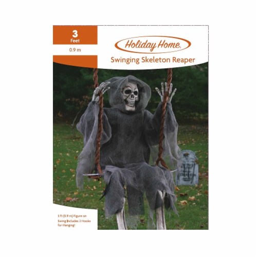 Holiday Home® Swinging Skeleton Reaper Decor Perspective: front