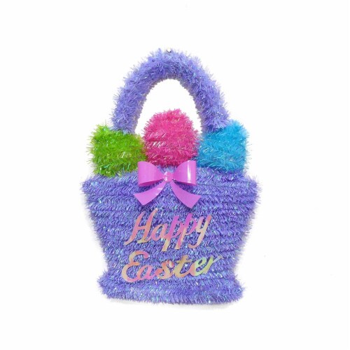 Holiday Home Easter Wreath Basket - Lavender Perspective: front