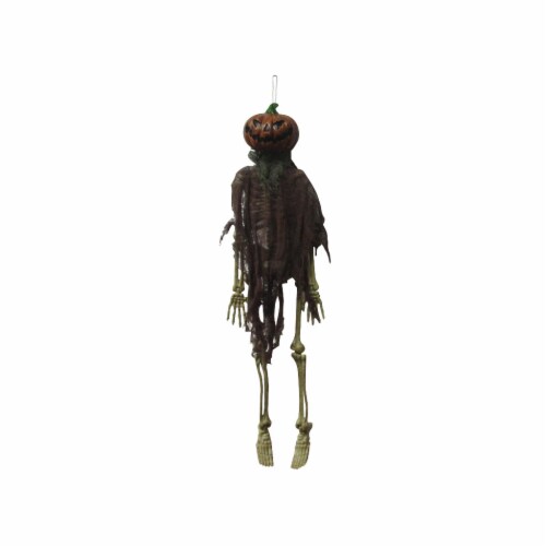 Holiday Home Halloween Hanging Pumpkin Skeleton Perspective: front