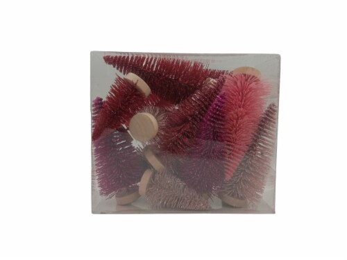 Holiday Home Mini Bottle Brush Tree Decor Pack - Red Multi Perspective: front