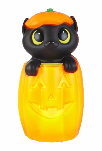 Holiday Home Blow Mold Cat in Pumpkin Perspective: front
