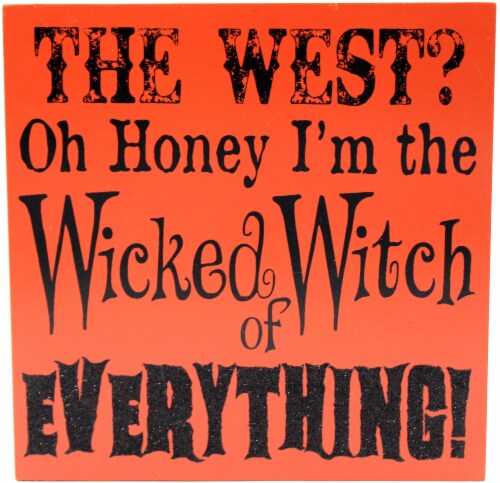 Holiday Home® Halloween Wicked Witch of Everything Tabletop Sign - Orange/Black Perspective: front