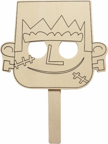 Holiday Home® Halloween Monster Wooden Coloring Mask Perspective: front