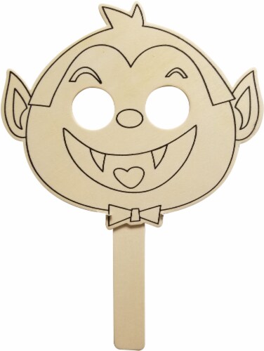 Holiday Home® Halloween Vampire Wooden Coloring Mask Perspective: front