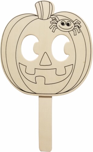 Holiday Home® Halloween Pumpkin Wooden Coloring Mask Perspective: front