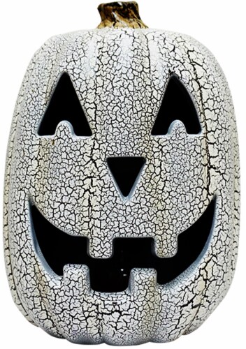 Holiday Home® Tall Lighted Crackle Jack-O-Lantern - White/Black Perspective: front