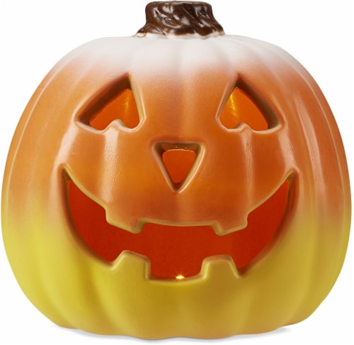 Holiday Home® Lighted Candy Corn Jack-O-Lantern Perspective: front