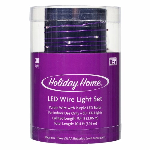 Holiday Home® 30 LED Wire Light Set - Purple Perspective: front