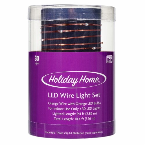 Holiday Home® 30 LED Wire Light Set - Orange Perspective: front