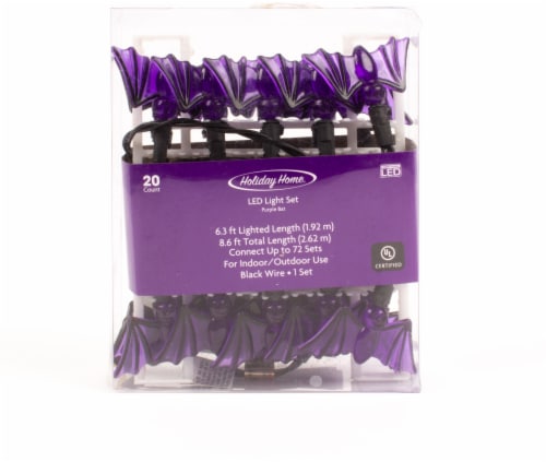 Holiday Home® 20 LED Bat Lights Set - Purple Perspective: front