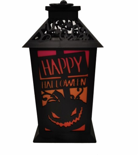 Holiday Home Jack-O-Lantern Lantern with LED Candle - Black Perspective: front