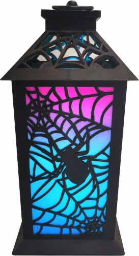 Holiday Home Spider Lantern with LED Candle - Black Perspective: front
