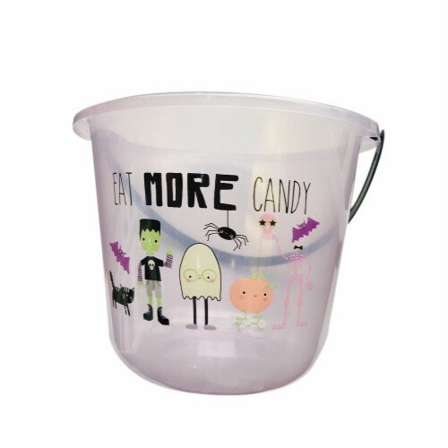 Holiday Home Halloween Large Boo Squad Treat Bucket - Clear/Purple Perspective: front