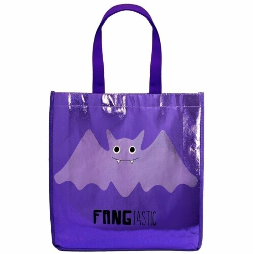 Holiday Home® Halloween Fangtastic Reflective Treat Bag - Purple Perspective: front