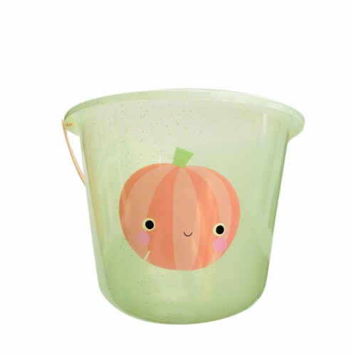 Holiday Home Pumpkin Treat Bucket - Green/Orange Perspective: front