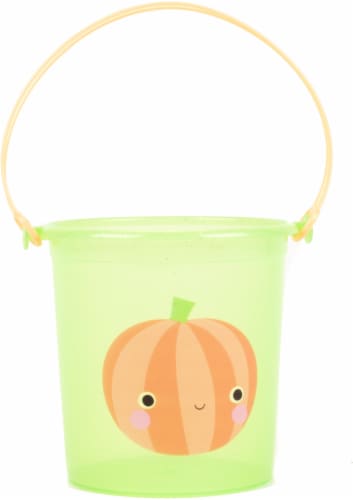 Holiday Home 3-in-1 Glitter Pumpkin Mini Treat Buckets - Green/Orange Perspective: front
