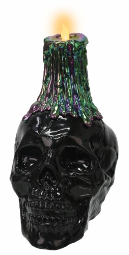Holiday Home® Skull Candle Oil Slick Decor Perspective: front