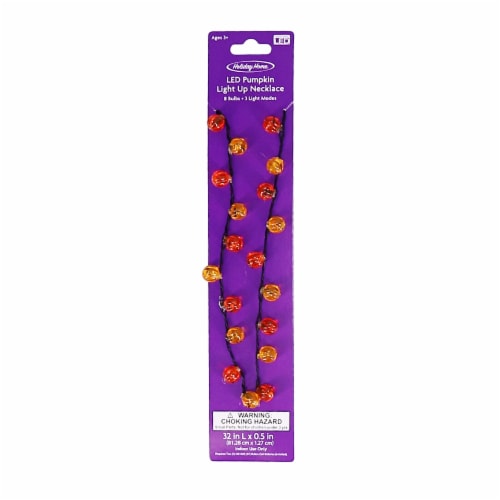 Holiday Home LED Light Up Pumpkin Necklace Perspective: front