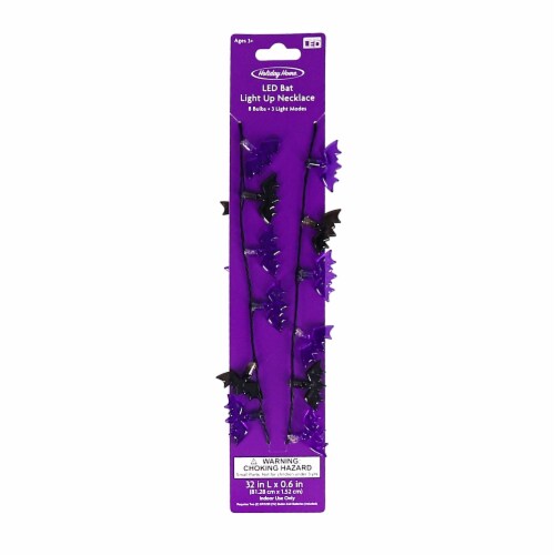 Holiday Home® LED Light Up Bat Necklace Perspective: front