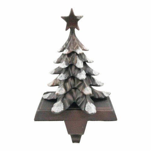Holiday Home Christmas Tree with Star Stocking Holder - Brown Perspective: front
