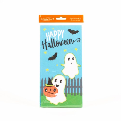 Holiday Home® Ghost Design Paper Treat Bags - 3 Pack Perspective: front
