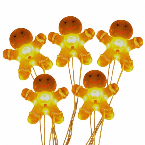 Holiday Home 20 LED Gingerbread Man String Lights - Yellow Perspective: front