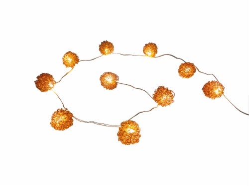 Holiday Home LED Metal Ball String Lights - Rose Gold Perspective: front