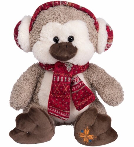 Holiday Home® Sitting Plush Penguin - Brown/Red Perspective: front
