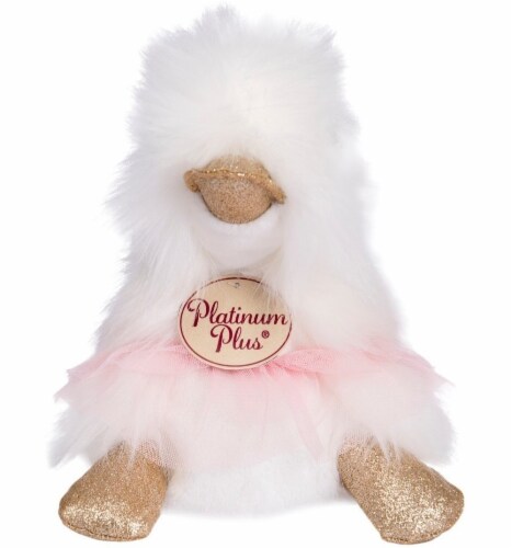 Holiday Home® Platinum Plus Plush Duck with Pink TuTu - White/Gold Perspective: front