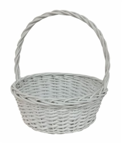 Holiday Home Round Willow Easter Basket - White Perspective: front