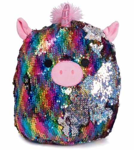 Holiday Home® Sequin Plush Unicorn - Rainbow/Pink Perspective: front