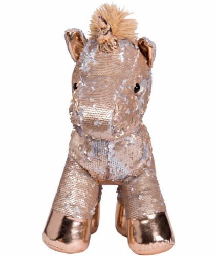 Holiday Home Sequin Plush Unicorn Gold White 17 in QFC
