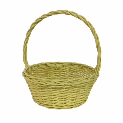Holiday Home Round Willow Easter Basket - Yellow Perspective: front