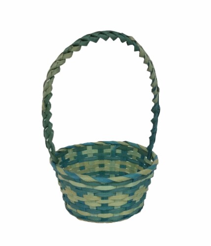 Holiday Home Braided Handle Basket - Blue/Yellow Perspective: front