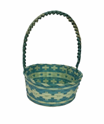 Holiday Home Braided Handle Easter Basket - Blue/Green Perspective: front