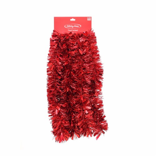 Holiday Home® Tinsel Garland - Red Metallic Perspective: front