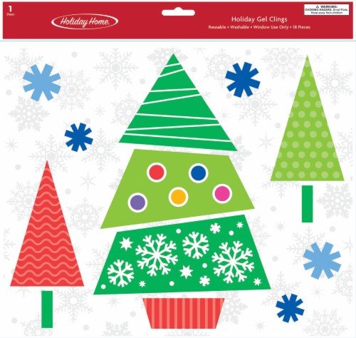 Holiday Home Trees Gel Clings - 18 Piece Perspective: front