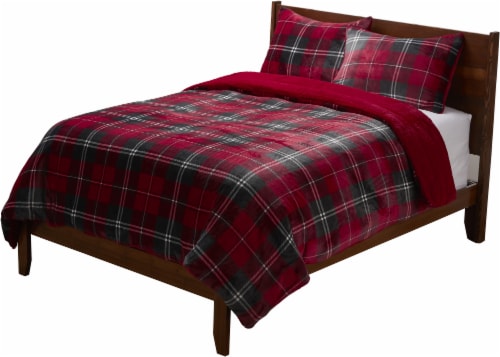 HD Designs Flannel Duvet Set - Red Perspective: front