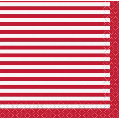 Holiday Home Traditional Beverage Napkins - Red/White Perspective: front