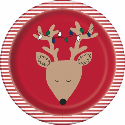 Holiday Home Traditional Paper Plates - Red/Brown Perspective: front