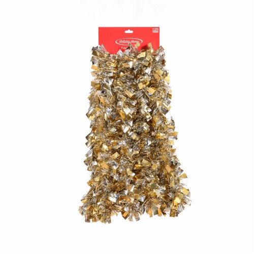 Holiday Home Tinsel Garland - Gold/Metallic Silver Perspective: front
