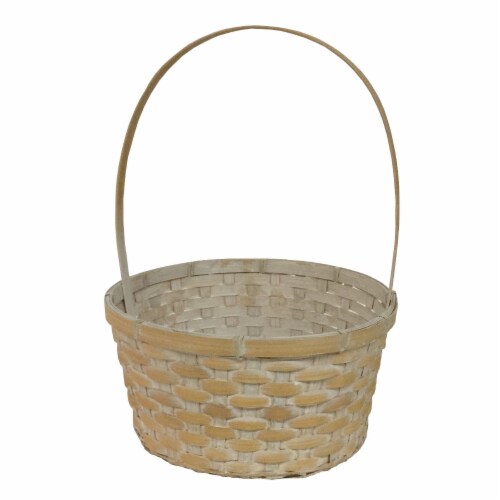 Holiday Home Whitewashed Basket - Natural Perspective: front
